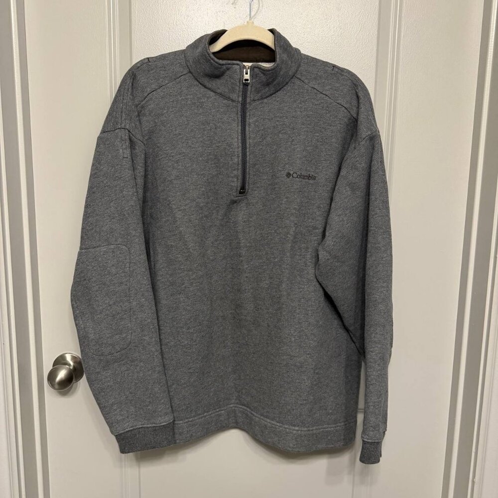 Columbia Men’s Large 1/4 Zip Pullover Heathered Gray Long Sleeve Sweatshirt